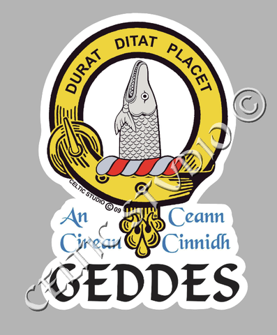 Custom Geddes Clan Crest Decal - Scottish Heritage Emblem Sticker for Car, Laptop, and Water Bottle