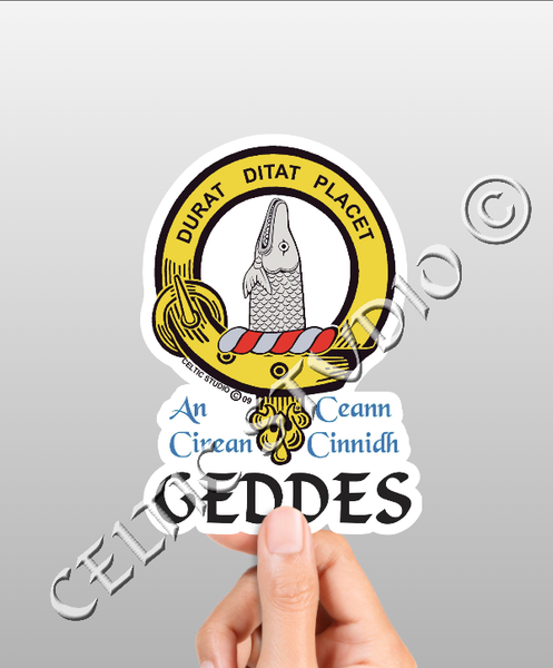 Vinyl  Geddes Clan Badge Decal - Personalized Scottish Family Heritage Sticker