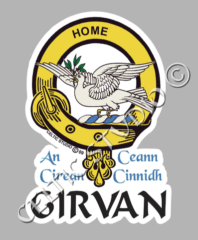 Custom Girvan Clan Crest Decal - Scottish Heritage Emblem Sticker for Car, Laptop, and Water Bottle