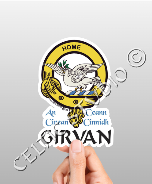 Vinyl  Girvan Clan Badge Decal - Personalized Scottish Family Heritage Sticker