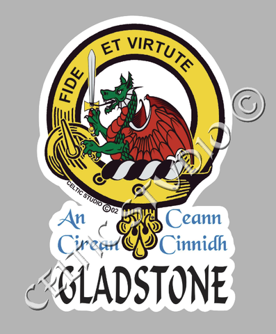 Gladstone Clan Crest Decal | Custom Scottish Heritage Car & Laptop Stickers