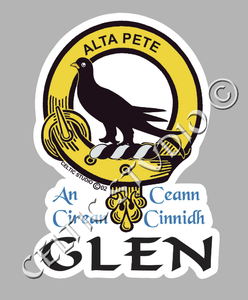 Custom Glen Clan Crest Decal - Scottish Heritage Emblem Sticker for Car, Laptop, and Water Bottle