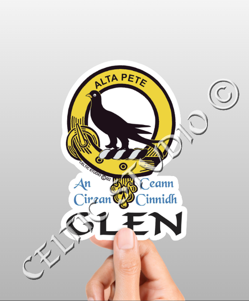 Vinyl  Glen Clan Badge Decal - Personalized Scottish Family Heritage Sticker