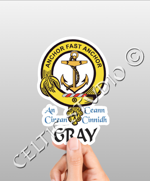 Vinyl  Gray Clan Badge Decal - Personalized Scottish Family Heritage Sticker