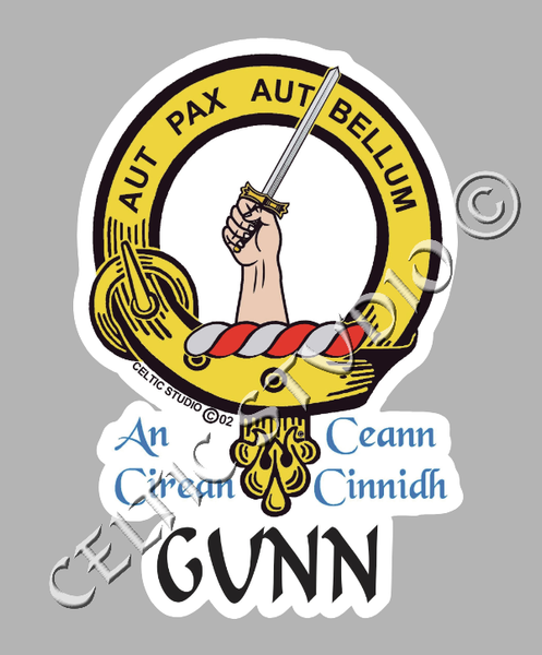 Custom Gunn Clan Crest Decal - Scottish Heritage Emblem Sticker for Car, Laptop, and Water Bottle