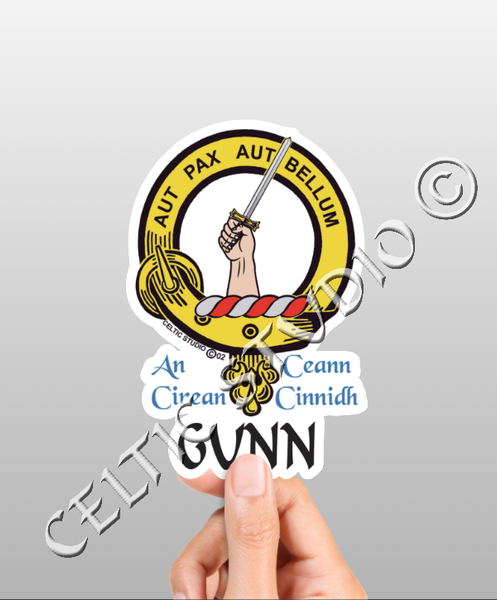 Vinyl  Gunn Clan Badge Decal - Personalized Scottish Family Heritage Sticker