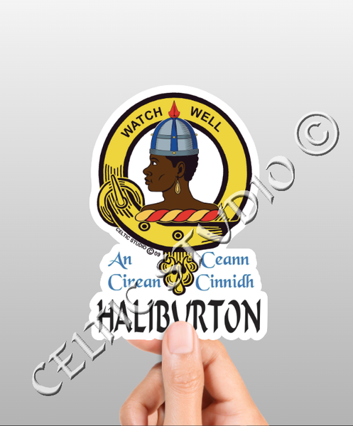 Vinyl  Haliburton Clan Badge Decal - Personalized Scottish Family Heritage Sticker