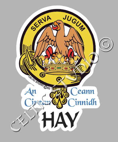 Custom Hay Clan Crest Decal - Scottish Heritage Emblem Sticker for Car, Laptop, and Water Bottle