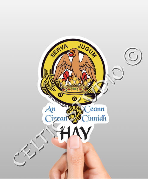 Vinyl  Hay Clan Badge Decal - Personalized Scottish Family Heritage Sticker