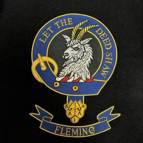 Fleming Clan Crest Large Embroidered Patch - Celtic Studio