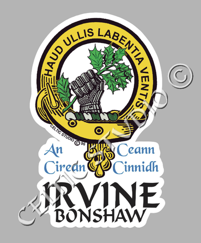 Irvine (Bonshaw) Clan Crest Decal | Custom Scottish Heritage Car & Laptop Stickers