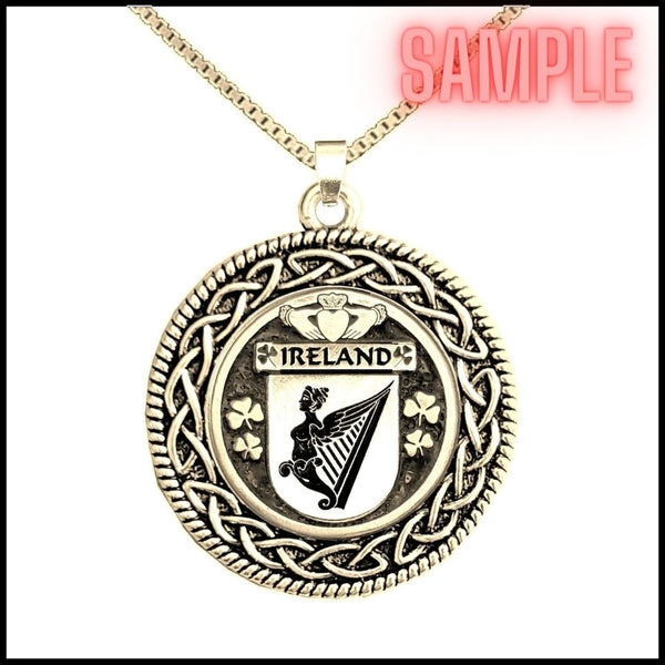 Sammons Irish Coat of Arms Celtic Interlace Disk Pendant