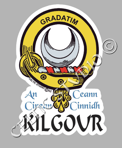 Custom Kilgour Clan Crest Decal - Scottish Heritage Emblem Sticker for Car, Laptop, and Water Bottle