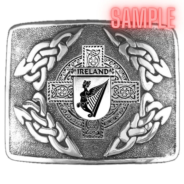 Walker Irish Coat of Arms Interlace Kilt Buckle