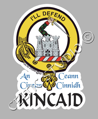 Custom Kincaid Clan Crest Decal - Scottish Heritage Emblem Sticker for Car, Laptop, and Water Bottle