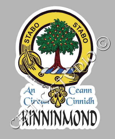 Custom Kinninmond Clan Crest Decal - Scottish Heritage Emblem Sticker for Car, Laptop, and Water Bottle