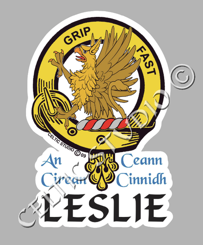 Custom Leslie Clan Crest Decal - Scottish Heritage Emblem Sticker for Car, Laptop, and Water Bottle