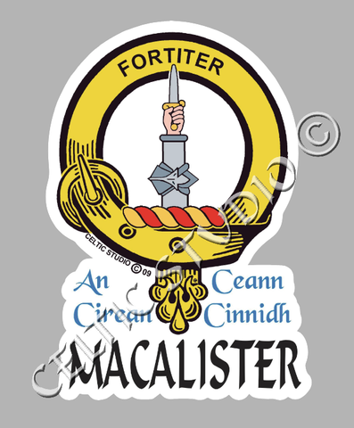 Custom Macalister Clan Crest Decal - Scottish Heritage Emblem Sticker for Car, Laptop, and Water Bottle