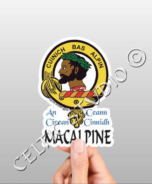 Vinyl  Macalpine Clan Badge Decal - Personalized Scottish Family Heritage Sticker
