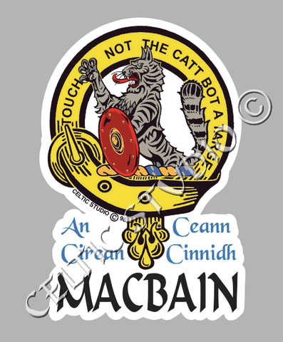 Custom Macbain Clan Crest Decal - Scottish Heritage Emblem Sticker for Car, Laptop, and Water Bottle