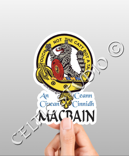 Vinyl  Macbain Clan Badge Decal - Personalized Scottish Family Heritage Sticker