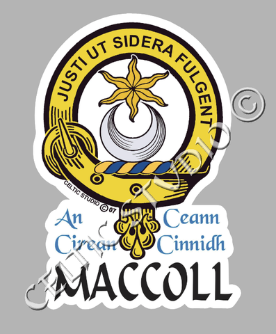 Custom Maccoll Clan Crest Decal - Scottish Heritage Emblem Sticker for Car, Laptop, and Water Bottle