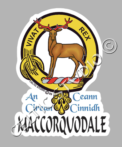 Custom Maccorquodale Clan Crest Decal - Scottish Heritage Emblem Sticker for Car, Laptop, and Water Bottle