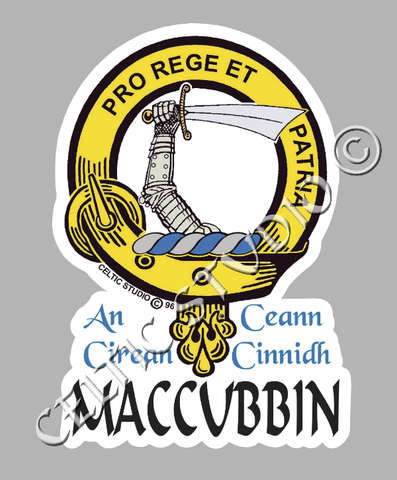 Custom Maccubbin Clan Crest Decal - Scottish Heritage Emblem Sticker for Car, Laptop, and Water Bottle