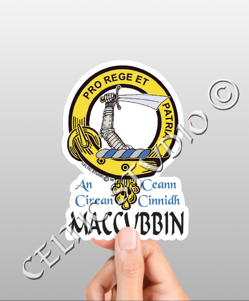 Vinyl  Maccubbin Clan Badge Decal - Personalized Scottish Family Heritage Sticker