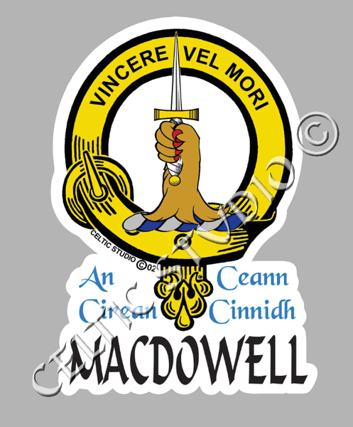 Custom Macdowell Clan Crest Decal - Scottish Heritage Emblem Sticker for Car, Laptop, and Water Bottle