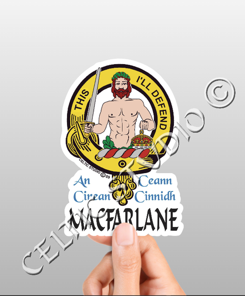 Vinyl  Macfarlane Clan Badge Decal - Personalized Scottish Family Heritage Sticker