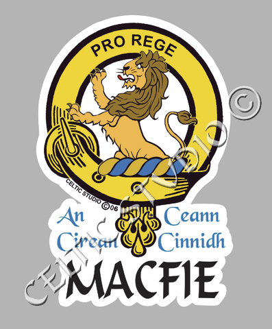 Custom Macfie Clan Crest Decal - Scottish Heritage Emblem Sticker for Car, Laptop, and Water Bottle
