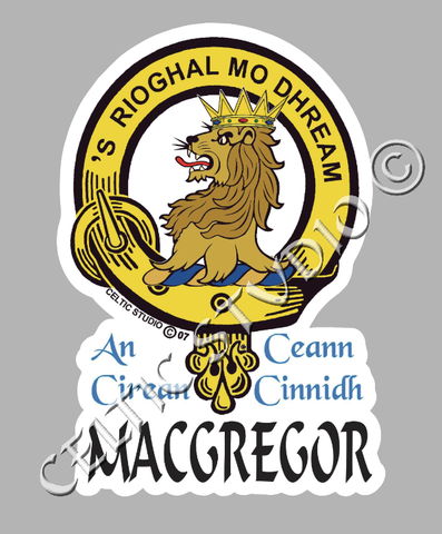 Custom Macgregor Clan Crest Decal - Scottish Heritage Emblem Sticker for Car, Laptop, and Water Bottle