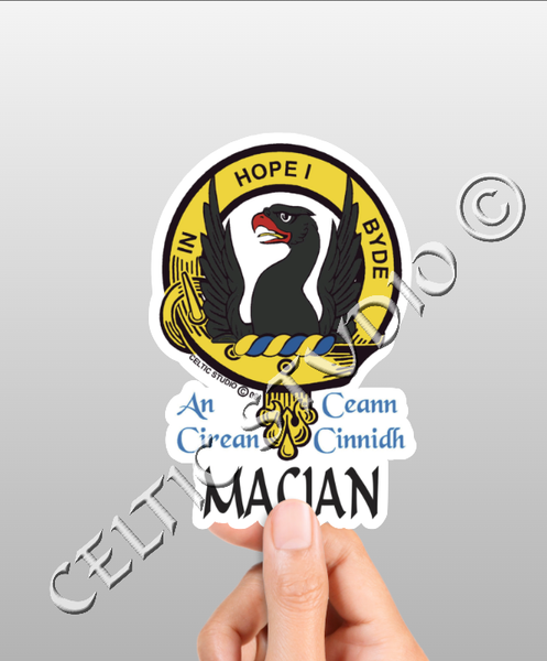 Vinyl  Macian Clan Badge Decal - Personalized Scottish Family Heritage Sticker