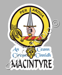 Custom Macintyre Clan Crest Decal - Scottish Heritage Emblem Sticker for Car, Laptop, and Water Bottle