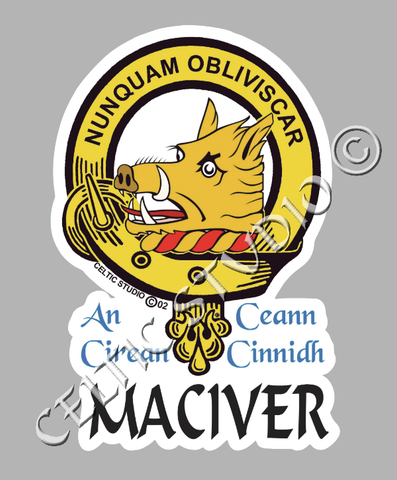 Custom Maciver Clan Crest Decal - Scottish Heritage Emblem Sticker for Car, Laptop, and Water Bottle