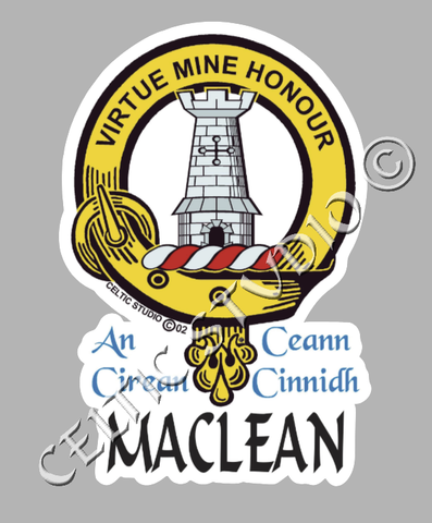 Custom Maclean Clan Crest Decal - Scottish Heritage Emblem Sticker for Car, Laptop, and Water Bottle