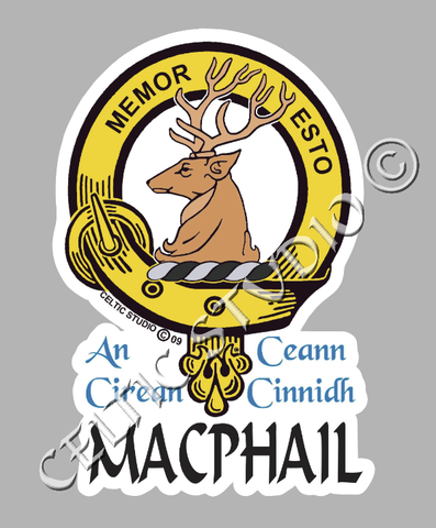 Custom Macphail Clan Crest Decal - Scottish Heritage Emblem Sticker for Car, Laptop, and Water Bottle