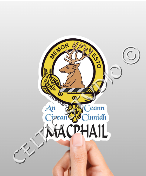 Vinyl  Macphail Clan Badge Decal - Personalized Scottish Family Heritage Sticker