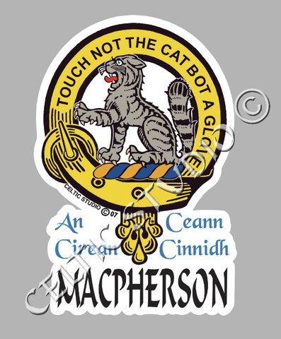 Custom Macpherson Clan Crest Decal - Scottish Heritage Emblem Sticker for Car, Laptop, and Water Bottle