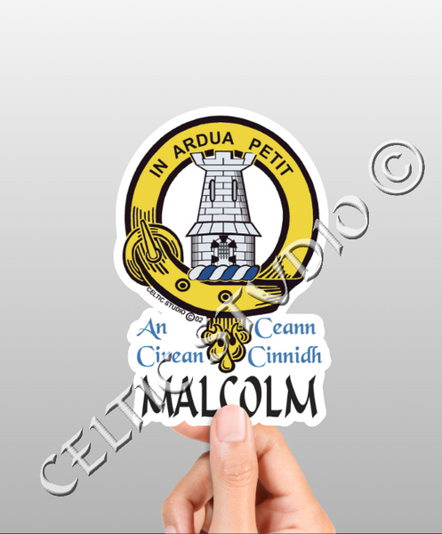 Vinyl  Malcolm Clan Badge Decal - Personalized Scottish Family Heritage Sticker