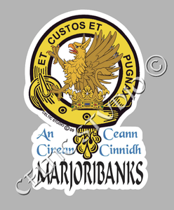 Custom Marjoribanks Clan Crest Decal - Scottish Heritage Emblem Sticker for Car, Laptop, and Water Bottle