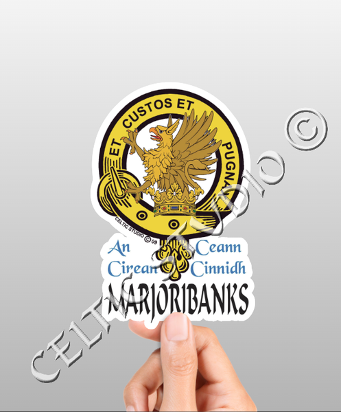 Vinyl  Marjoribanks Clan Badge Decal - Personalized Scottish Family Heritage Sticker