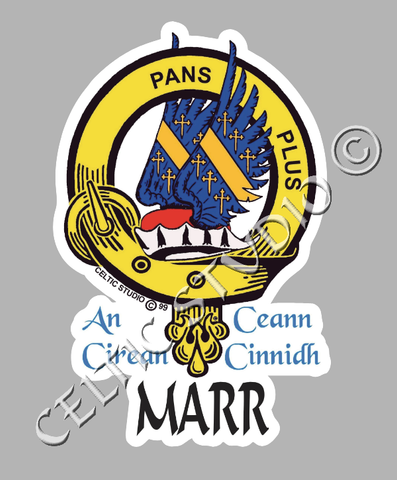 Custom Marr Clan Crest Decal - Scottish Heritage Emblem Sticker for Car, Laptop, and Water Bottle