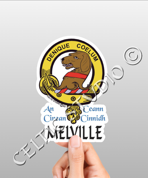 Vinyl  Melville Clan Badge Decal - Personalized Scottish Family Heritage Sticker
