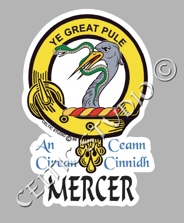 Mercer Name Origin Mercer Clan Crest Decal | Custom Scottish Heritage Car & Laptop Sticke ...