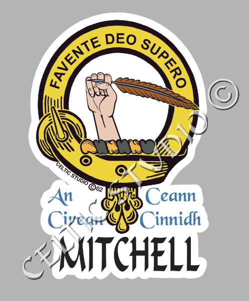 Custom Mitchell Clan Crest Decal - Scottish Heritage Emblem Sticker for Car, Laptop, and Water Bottle