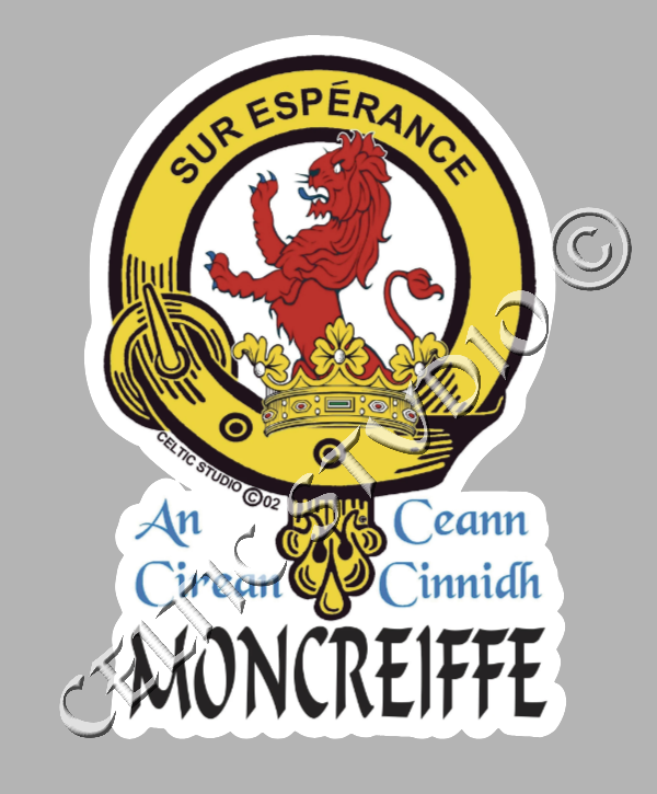 Custom Moncreiffe Clan Crest Decal - Scottish Heritage Emblem Sticker for Car, Laptop, and Water Bottle