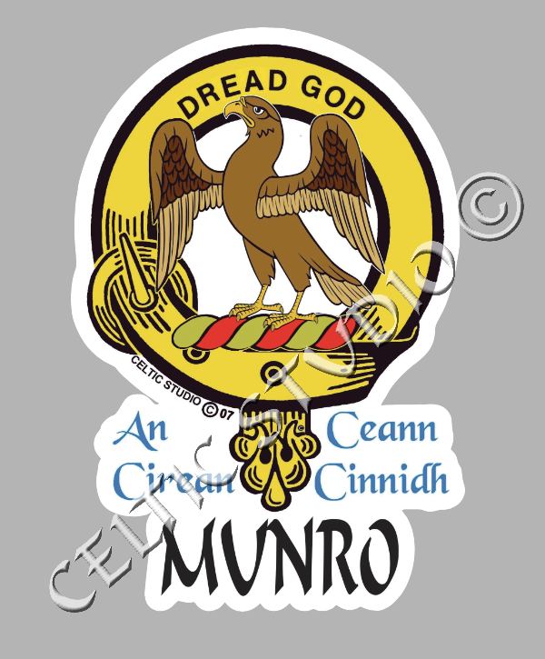 Custom Munro Clan Crest Decal - Scottish Heritage Emblem Sticker for Car, Laptop, and Water Bottle