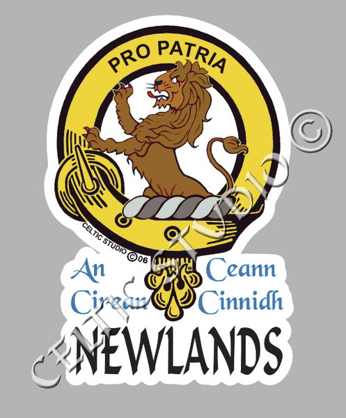 Custom Newlands Clan Crest Decal - Scottish Heritage Emblem Sticker for Car, Laptop, and Water Bottle